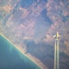 Another plane directly below ours as we cross the Black Sea south into Turkey en route to Abu Dhabi.