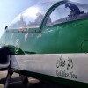 “God bless you” emblazoned on the side of a Saudi Hawk fighter jet, which was on display as part of the Bahrain airshow.