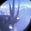Mt. Everest, tallest #mountain in the world, seen through the window of a Yeti Airlines Jetstream 41. The wind is blowing a plume of snow off #Everest in the direction of #Tibet. #nepal #china