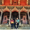 Eating ice cream on a temple in Patan, Nepal