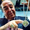 In old #Dubai, Iranian jeweler Abbas Mozafarian admires his "baby" – a diamond necklace he designed with a 67-carat yellow diamond centerpiece.  Sale price? Just around $50 million. #UAE #Iran #art #jewels